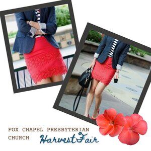 J. Crew Red Floral Lace Mini Skirt, Size 4